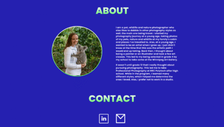 About and contact page